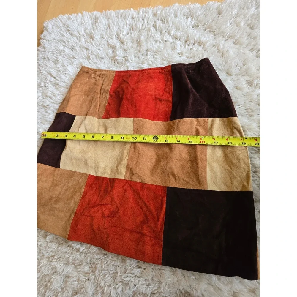 Siena Collection Patchwork Suede Mini Skirt Earth Tones Sz 14 Vtg Y2k Friends‎